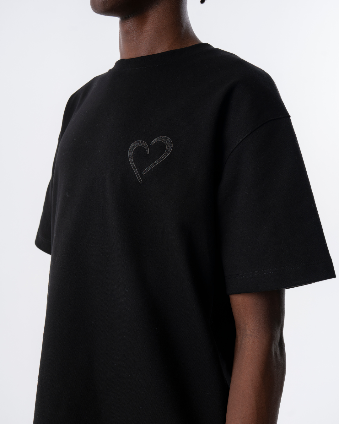 Heavyweight T-Shirt with Grey Logo - Black