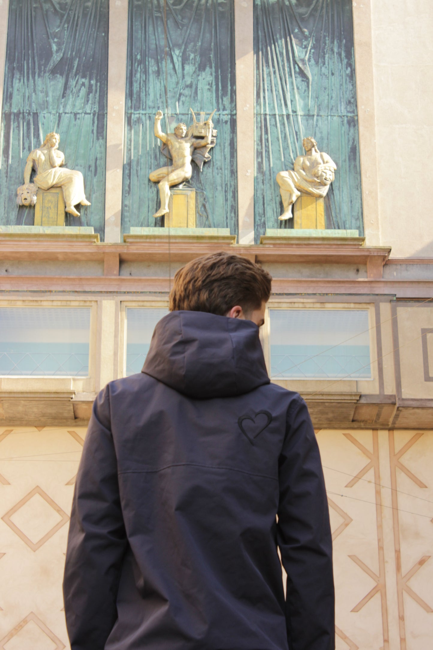 Windjacket with Black Heart - Dark Blue