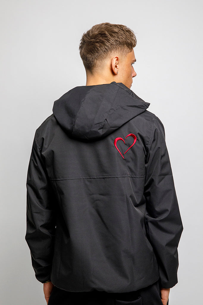Windjacket med Rødt Logo Sort