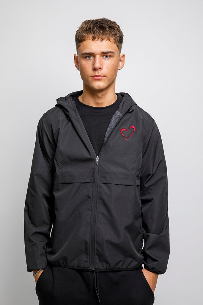 Windjacket med Rødt Logo Sort