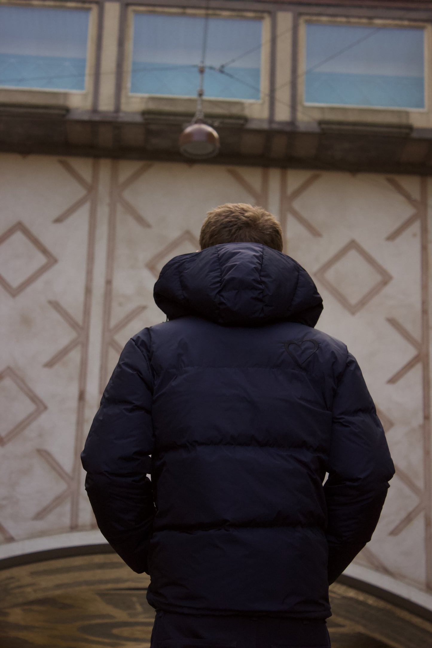 Pufferjacket med Hjerte Mørkeblå
