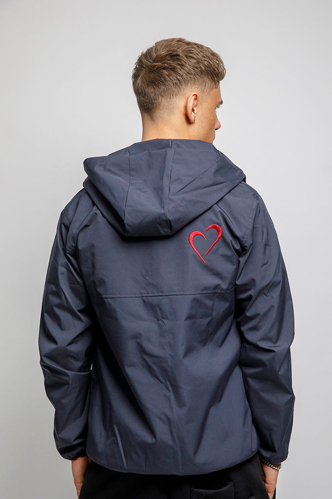 Windjacket med Rødt Logo Mørkeblå