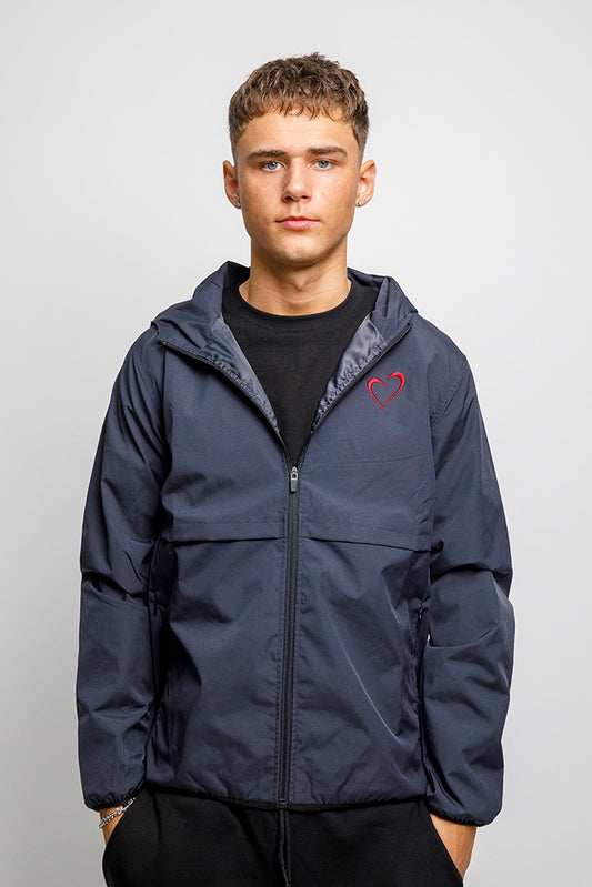 Windjacket with Red Heart - Dark Blue