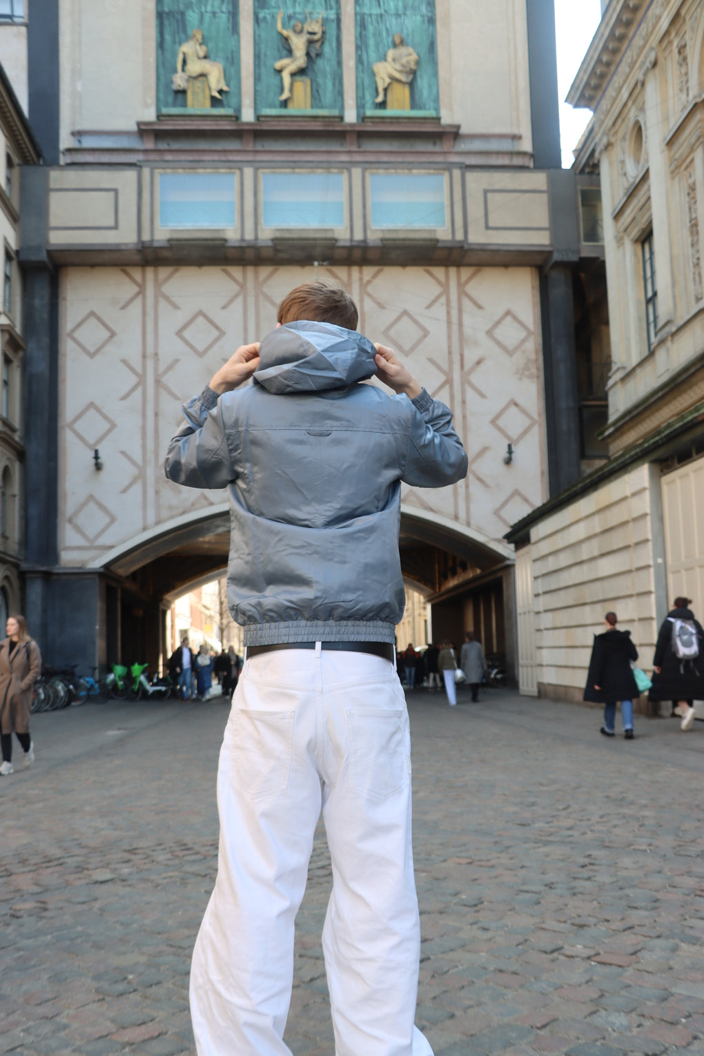 Nylon Windbreaker with Heart - Grey