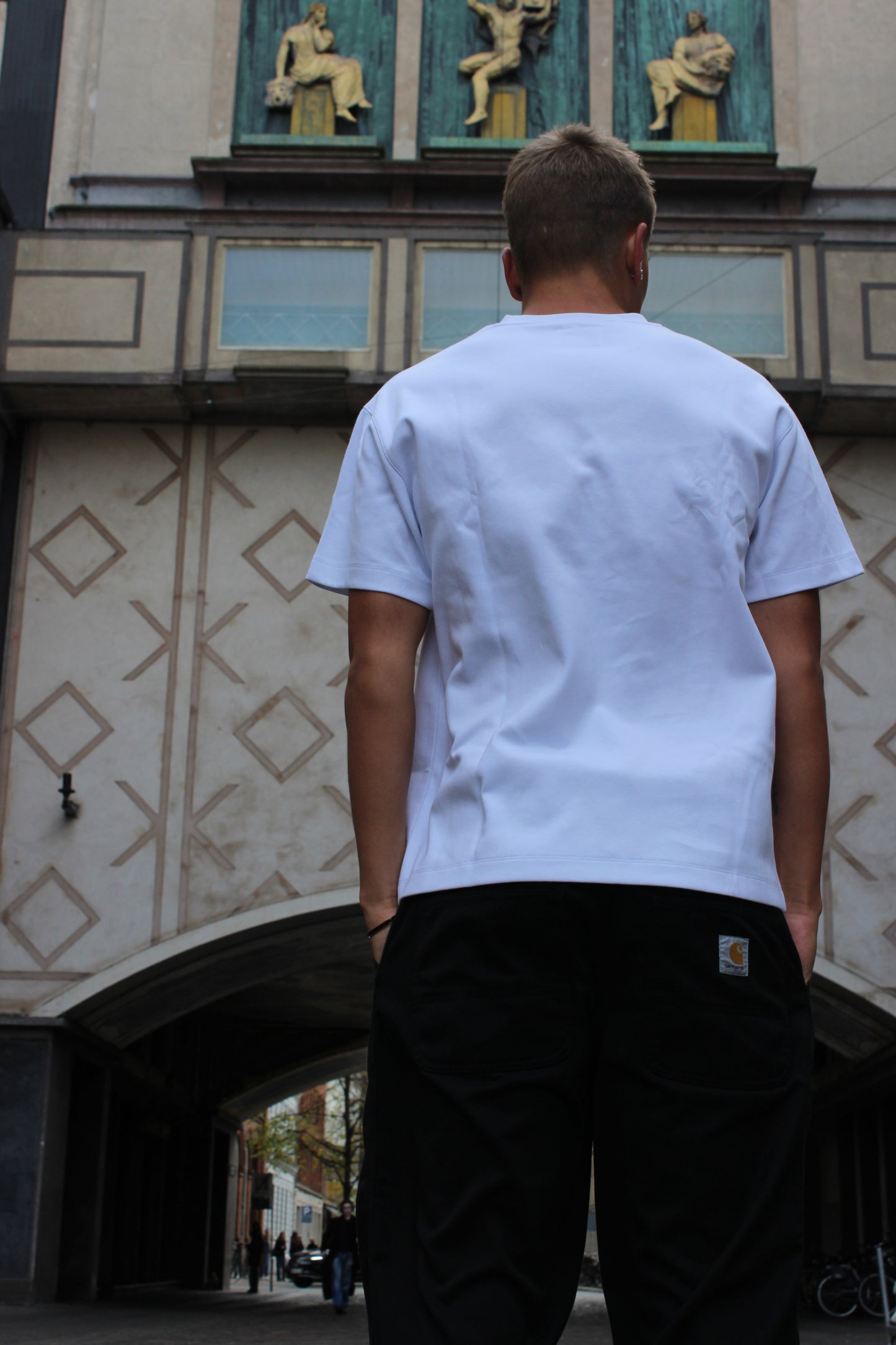 Heavyweight T-Shirt with Blue Heart - White