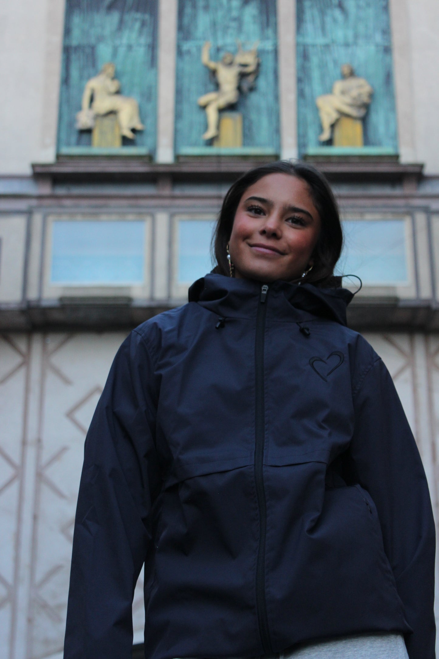 Windjacket med Logo bagpå Mørkeblå