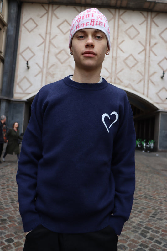 Soft Knit Striktrøje - Mørkeblå