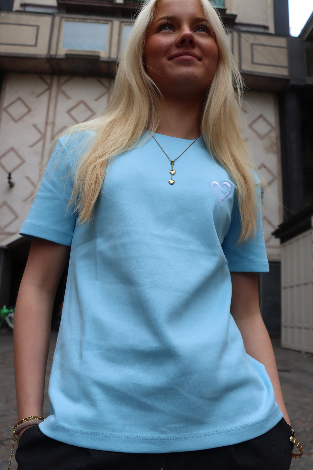 Heavyweight T Shirt til Kvinder - Lyseblå