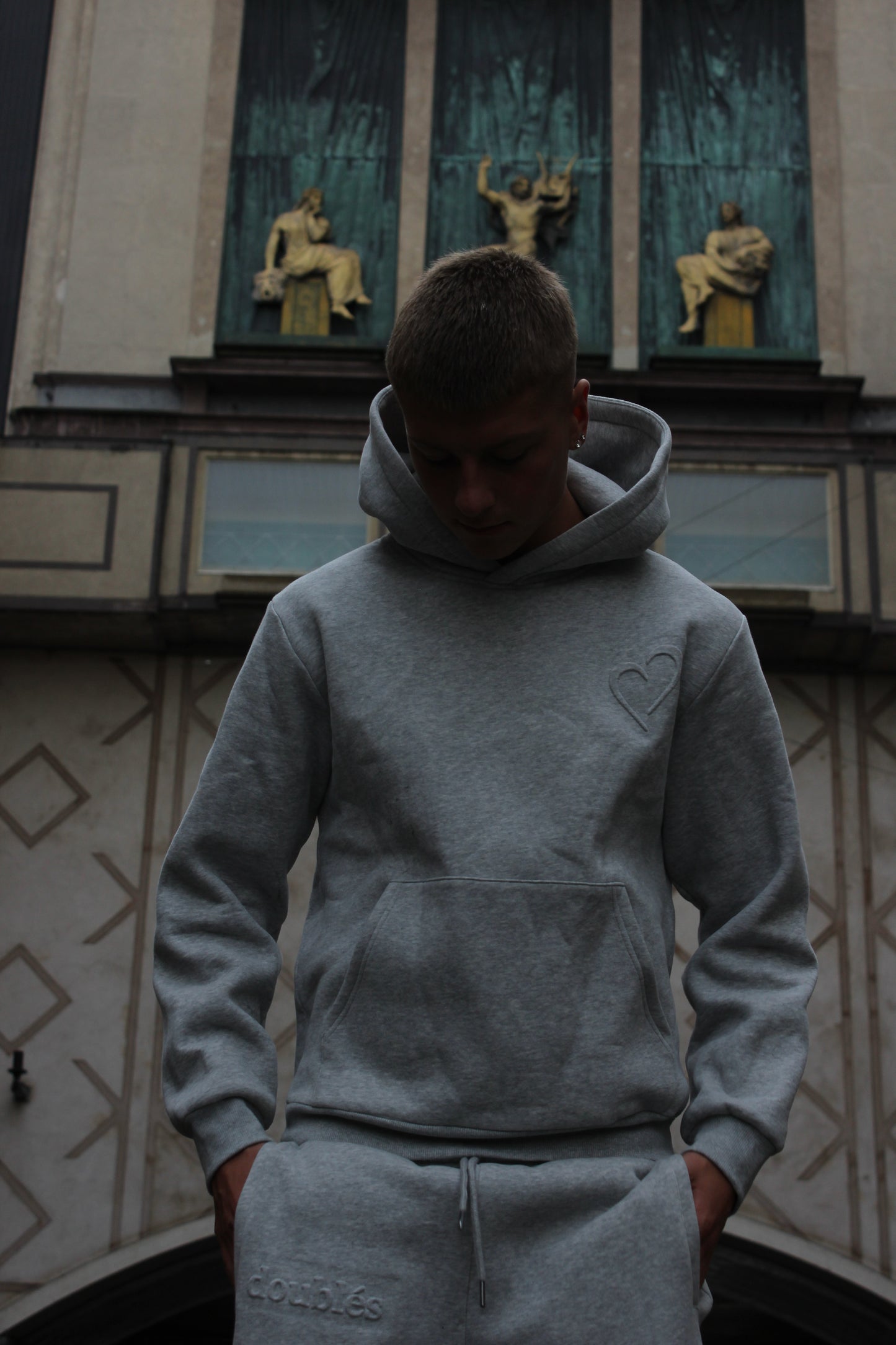 Embossed Hoodie - Light Grey
