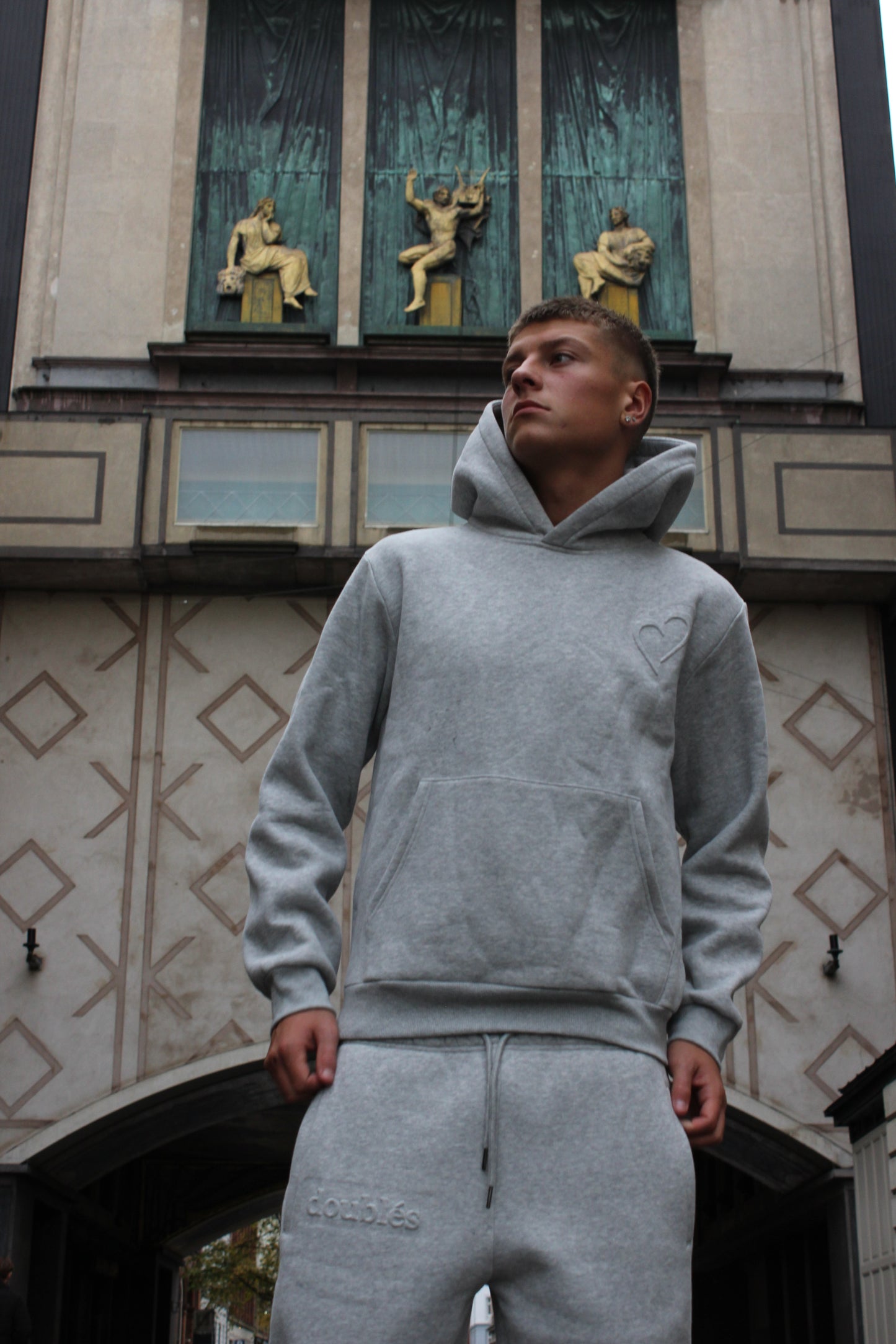 Embossed Hoodie - Light Grey