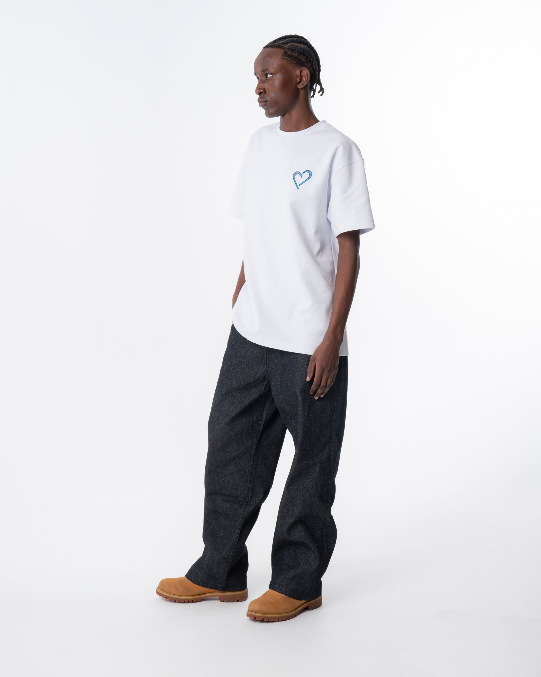 Heavyweight T-Shirt med Blå Logo