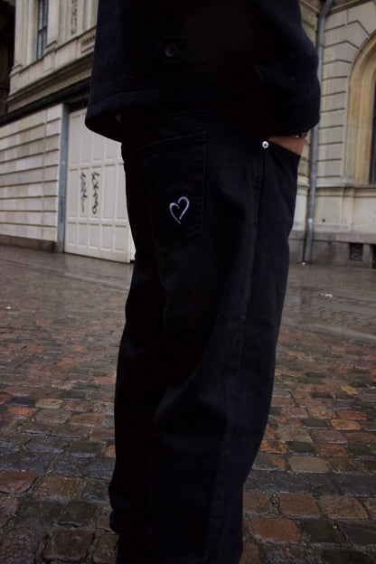 Black Denim Jeans with Logo