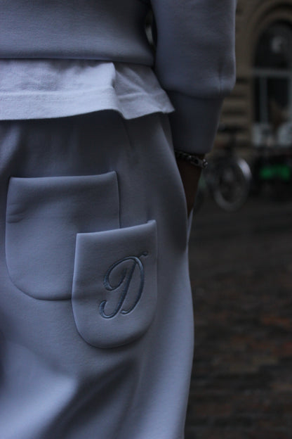 Sky Blue Cloud Jogging Pants with Embroidery