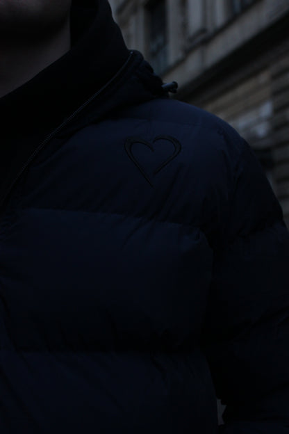 Dark Blue Spring Pufferjacket with Heart