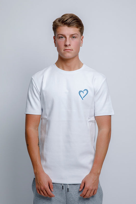 Slim Fit T Shirt with Heart - White