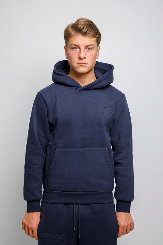 Embossed Hoodie - Dark Blue