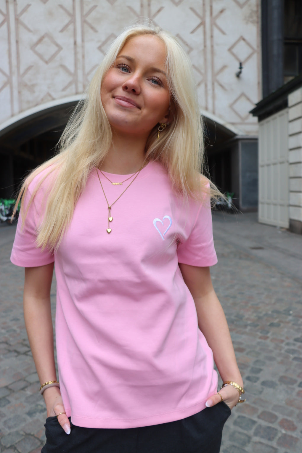 Heavyweight T Shirt til Kvinder - Lyserød